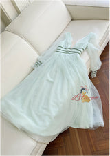 Sexy V-neck Gauze Lantern Sleeve Dress