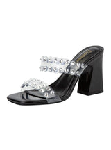 Thick High-heeled Rhinestone Transparent Sandals