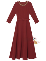 Burgundy Short Sleeve Mother Of The Bride Dress