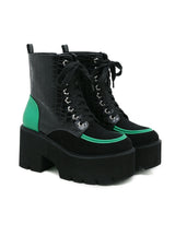 Contrasting Serpentine Embossed Thick-soled Heel Booties