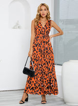 V-neck Leopard Print Slim Dress