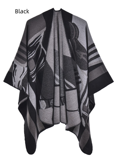 Ladies Shawl Padded Cashmere Split Cloak
