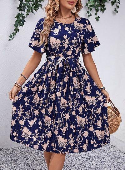 Floral Print Short Sleeve Dress