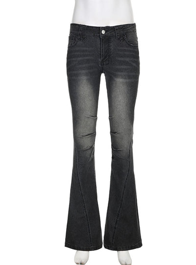 Wrinkle Stitching Low Waist Slim Jeans