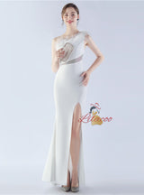 Mermaid One Shoulder Split Prom Dress