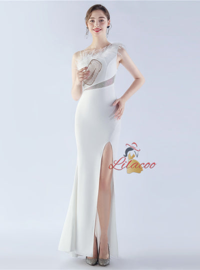 Mermaid One Shoulder Split Prom Dress