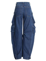Wide Leg Stitching High Waist Pocket Jeans