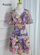 Heavy Three-dimensional Flower Slim Dress