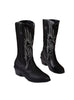Embroidered Thick Heel Tube Pointed Boots