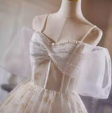 Tulle Sequins Spaghetti Straps Pleats Homecoming Dress