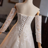 Fashion Ivory White Tulle Lace Long Sleeve Wedding Dress