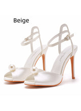 Satin Fishmouth High-heeled Sandals