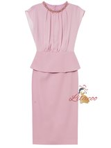 Pink Pleats Pearls Mother Of The Bride Dress