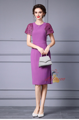 Purple Beading Pleats Mother Of The Bride Dress