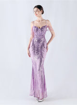 Spaghetti Straps Sequins Beading Prom Dress