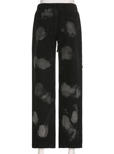 Tie-dyed Printed Straight High Waist Pant