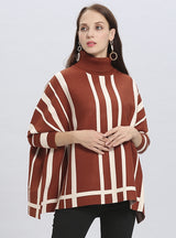 Striped Sweater Bat Sleeve Cloak
