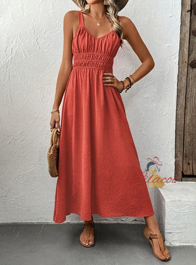 Sleeveless Sling Casual Pleated Dress