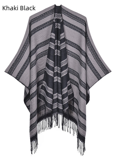 Fringed Shawl Thickened Dual-purpose Scarf Cloak