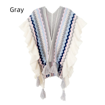 National Wind Ruffled Knitted Shawl