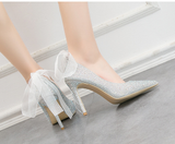 Thin-heeled Shallow-mouth Pointed Rhinestone High heels