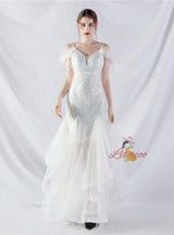 Mermaid Tulle Sequins Spaghetti Straps Prom Dress