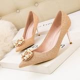 Pointed Pearls Stiletto Heels Shoes