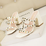 Square Toe Slippers Pointed Rivet Slippers