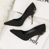Metal Hollow Suede Stiletto Heels Shoes