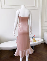 Pink Spaghetti Straps Prom Dress