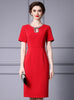 Red Short Sleeve Beading Mother Of The Bride Dress