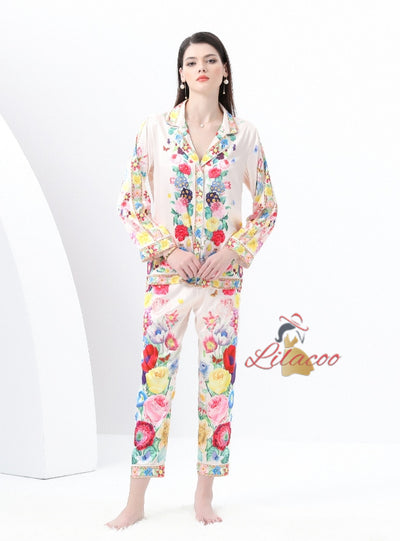 Palace Printed Long-sleeved Shirt+Wide-leg Pants Two-piece Suit