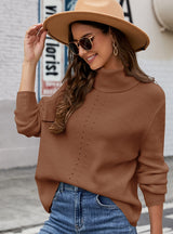Long Sleeve Pullover Knitted Loose Turtle Neck Sweater