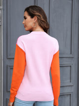 Round Neck Color Matching Fashion Sweater