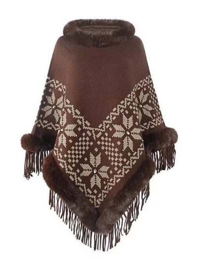 Fringe Knit Pullover Shawl Cloak
