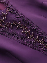 Purple Lace Beading Mother Of The Bride Dress