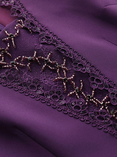Purple Lace Beading Mother Of The Bride Dress