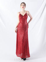 A-Line Sequins Spaghetti Straps Prom Dress