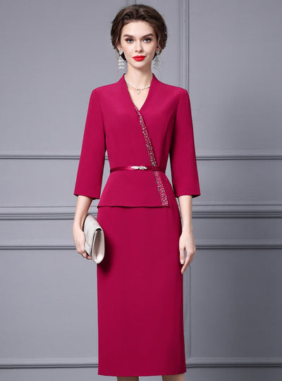 Purple Short Sleeve Mother Of The Bride Dress