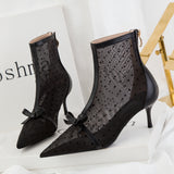 Perspective Polka Dot Mesh High Heels Boots