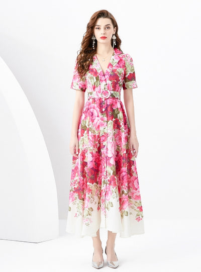 Double-breasted Slim Long Dress