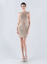 Halter Sequins Beading Short Prom Dress