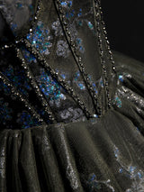 Black Tulle Sequins Beading Homecoming Dress