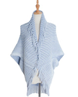 Ribbed Striped Knitted Cardigan Shawl