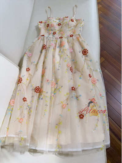 Apricot Tube Top Sequined Sling Dress