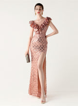 Mermaid Sequins Split Prom Dress