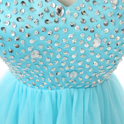 Blue Sweetheart Beading Homecoming Dress