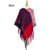 Thick Thick Tassel Color Matching Pullover Cloak