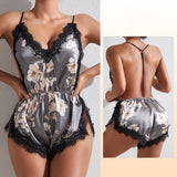 One-piece Ice Silk Sling Shorts Pajamas