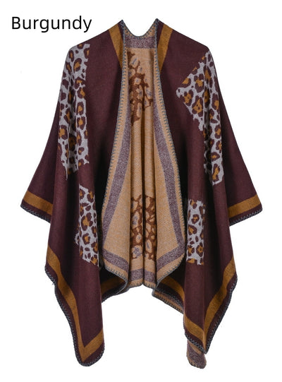 Ladies Leopard Cashmere Scarf Cloak
